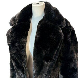 PrettyLittleThing Black Plush Faux Fur Maxi Coat, US 8, NWT